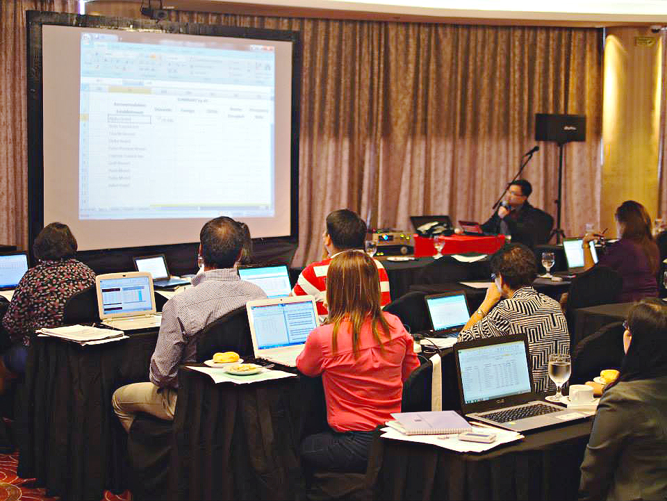 Alec Santos trains 27 tourism officers from LGSP-LED’s partner LGUs on tourism statistics and information systems at Ace Hotel and Suites, Pasig City. Alec Santos’s of the experience in the Naga City Arts Culture and Tourism Office led him and his team to develop their own software in collecting and analyzing data. Photo by: Meriam Otarra